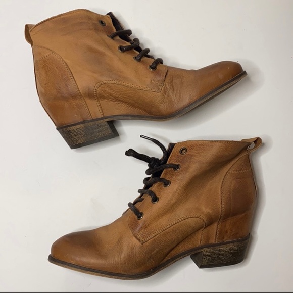 Matisse Paulie Cognac Brown Leather Lace Up Boot Size 8 - Picture 3 of 10